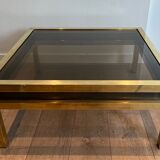 Coffee table in brass and black lacquer by Guy Lefèvre for Maison Jansen