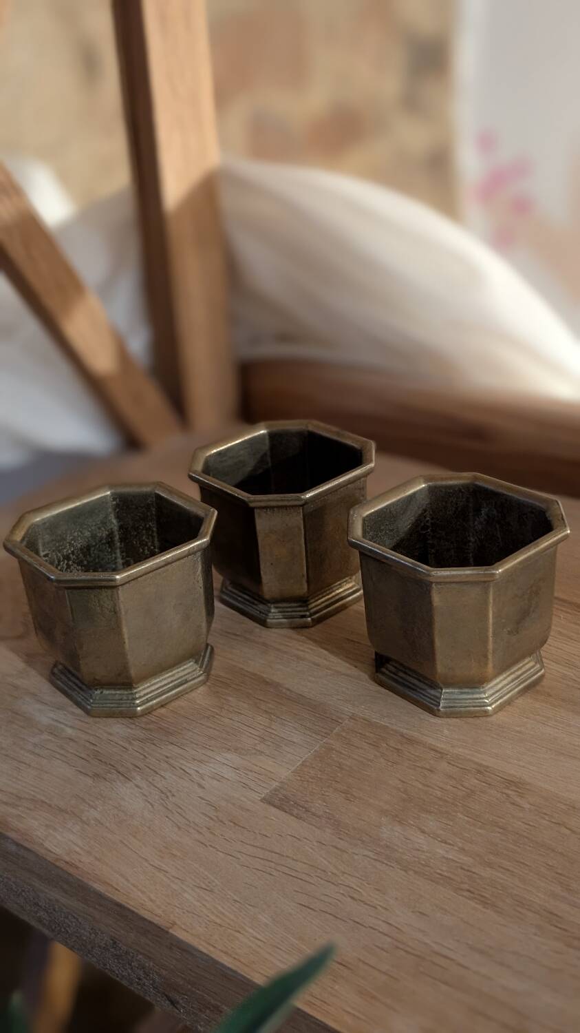 Antique brass candlestick – octagonal shape – circa 1920–1950