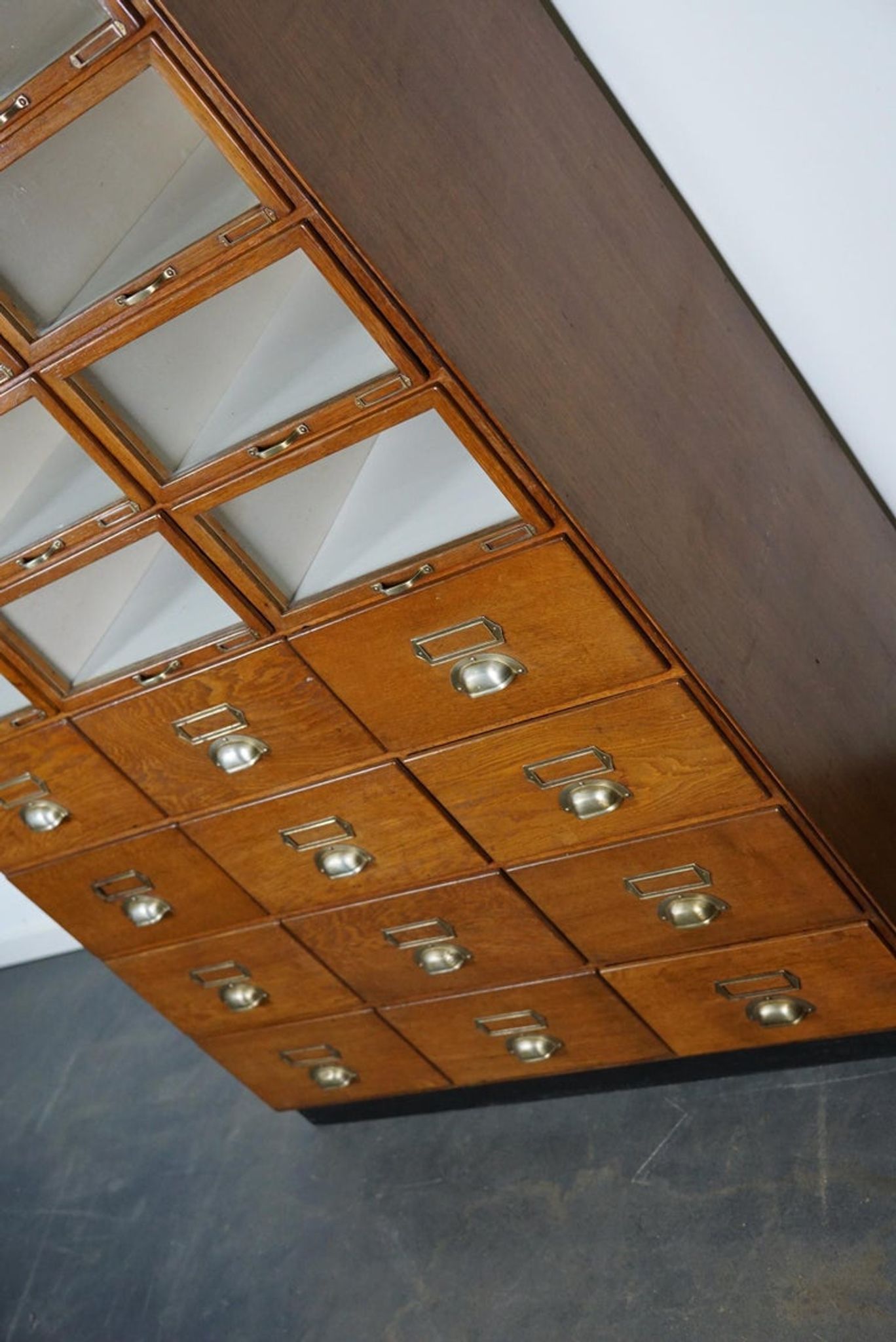 Vintage oak haberdashery shop furniture, Netherlands, 1930s