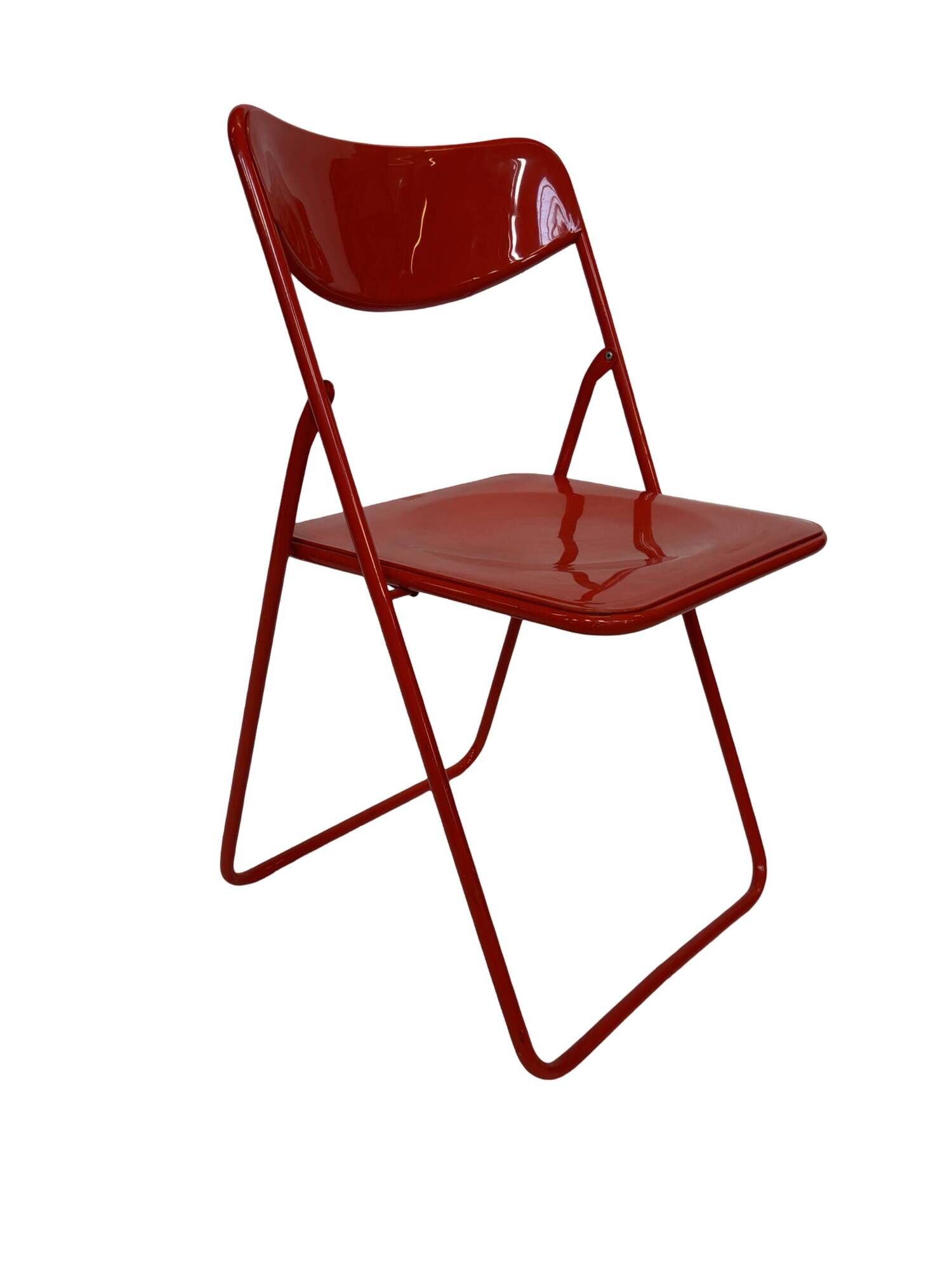 Vintage TED Folding Chair Design by Niels Gammelgaard 1980s Ikea in Red
