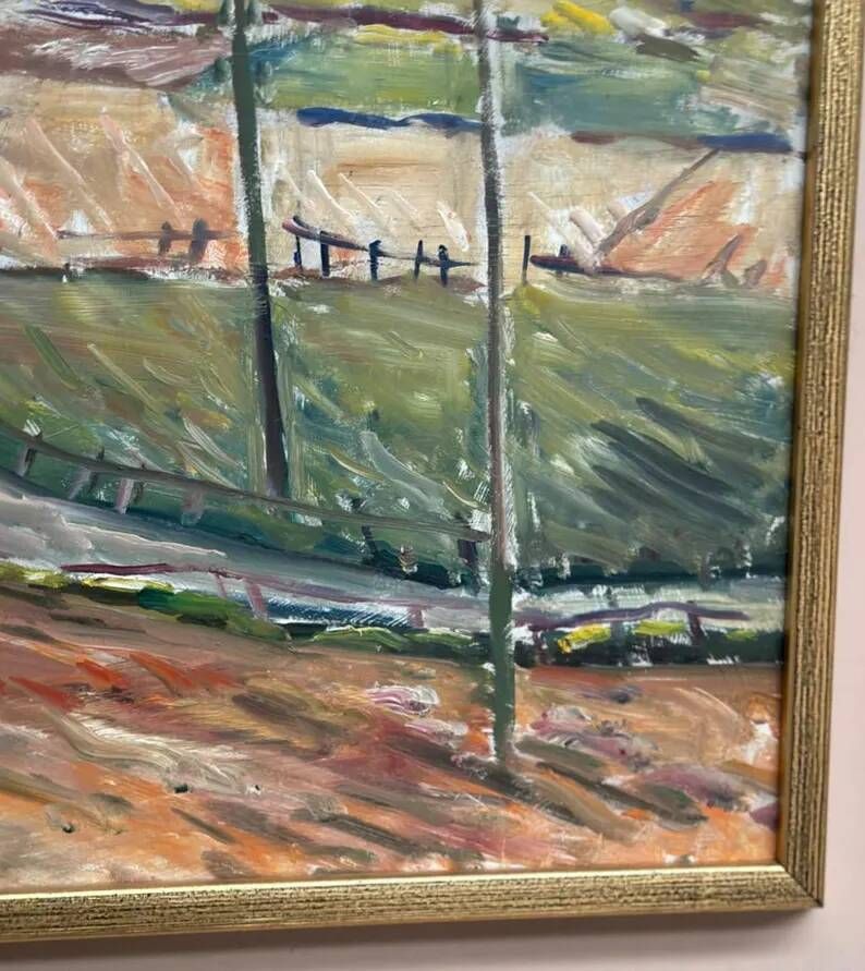 Original Swedish Oil on Panel – “Landscape” by Alexander Roos (1895–1973) – Signed – Vintage & Framed – 48 × 41 cm