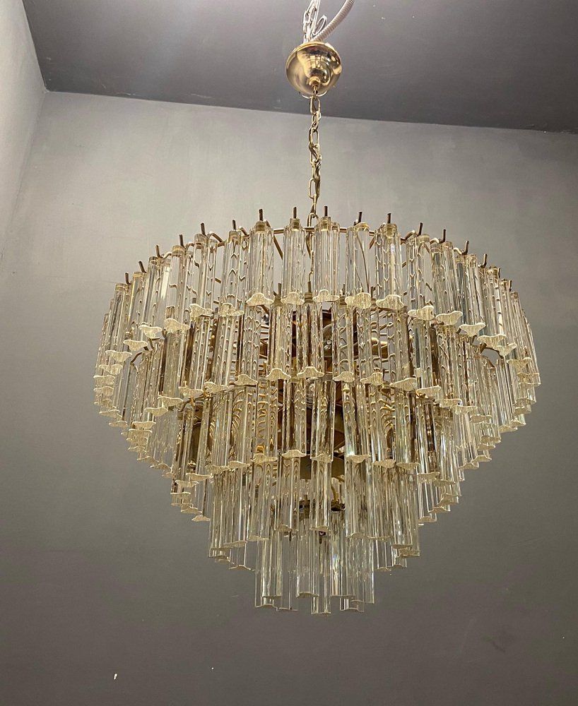 Italian murano glass prism triedri chandelier from venini