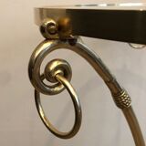 Neoclassical style tripod pedestal table in brass and round glass top in the taste of the House