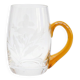 Half-pint mug engraved with floral motifs and with an amber glass handle