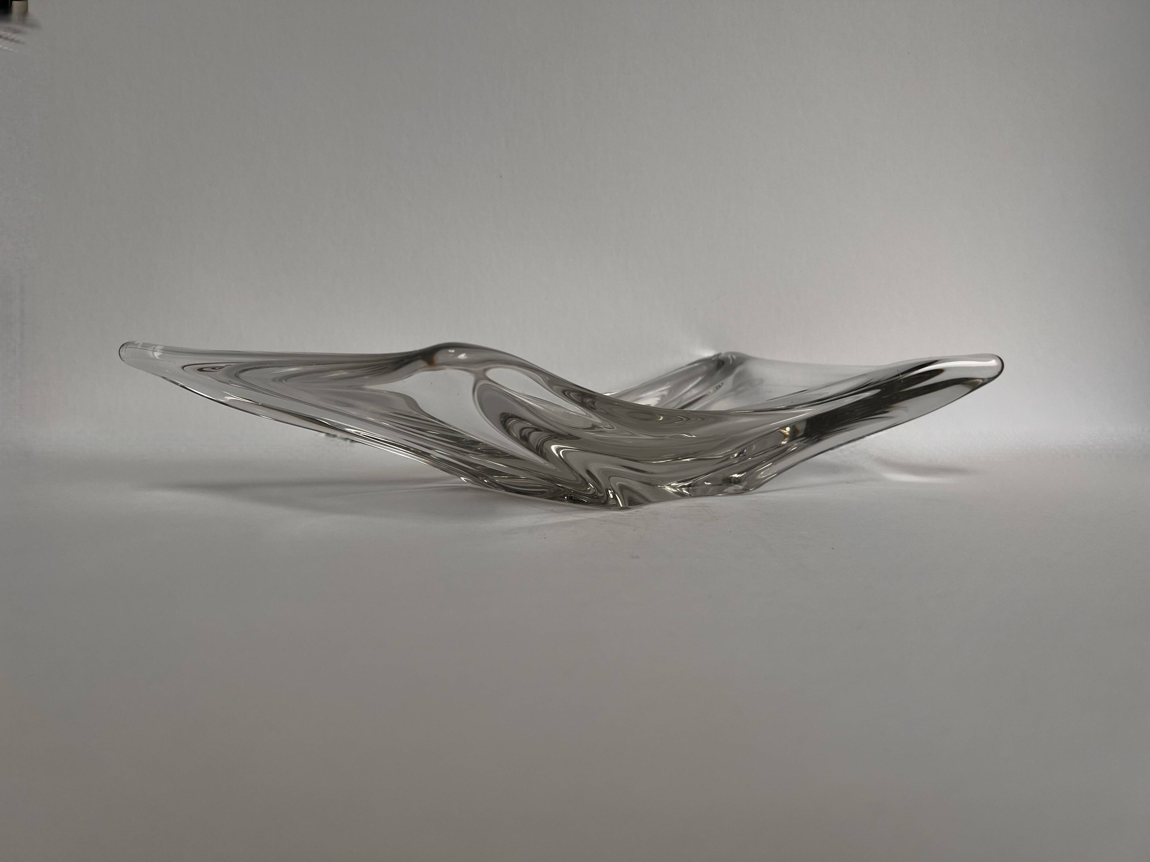 Large mid-century French crystal centrepiece class bowl