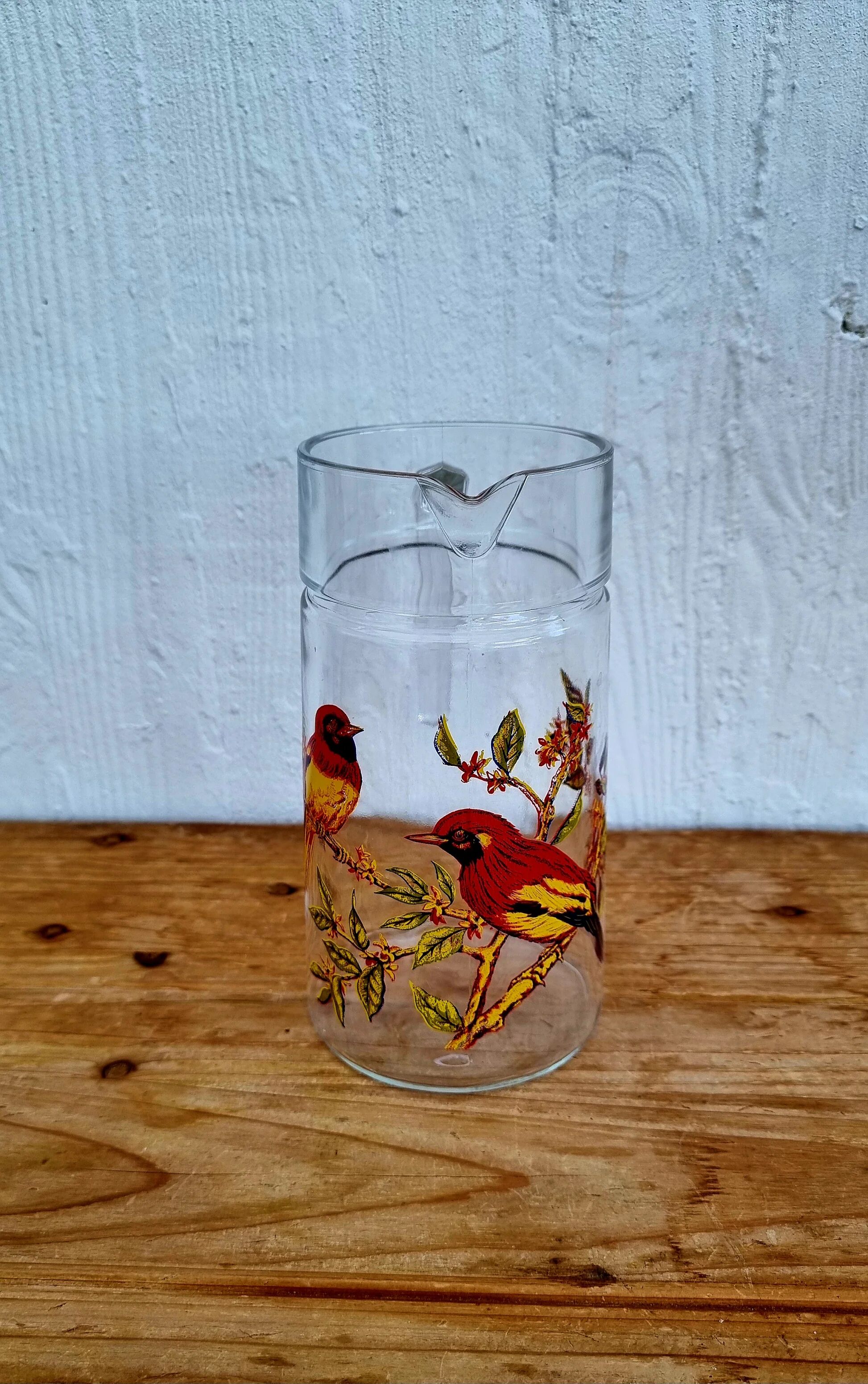 Service à orangeade vintage années 70 décor oiseaux