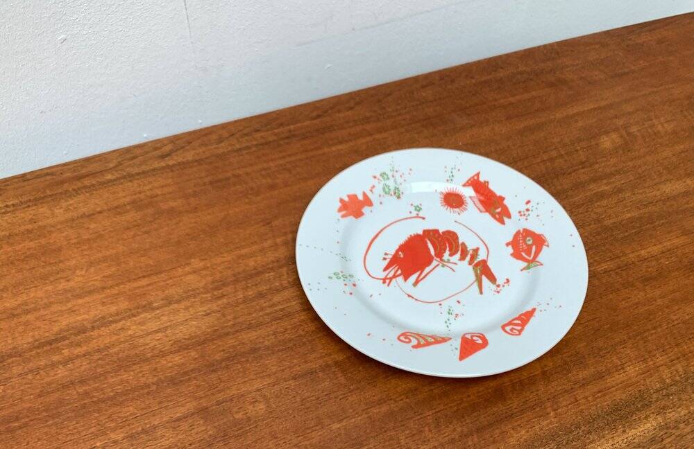 Vintage Postmodern Porcelain Plate with Subsidy Decor by René Fehr for Lengsfeld Porcelain, 1990s