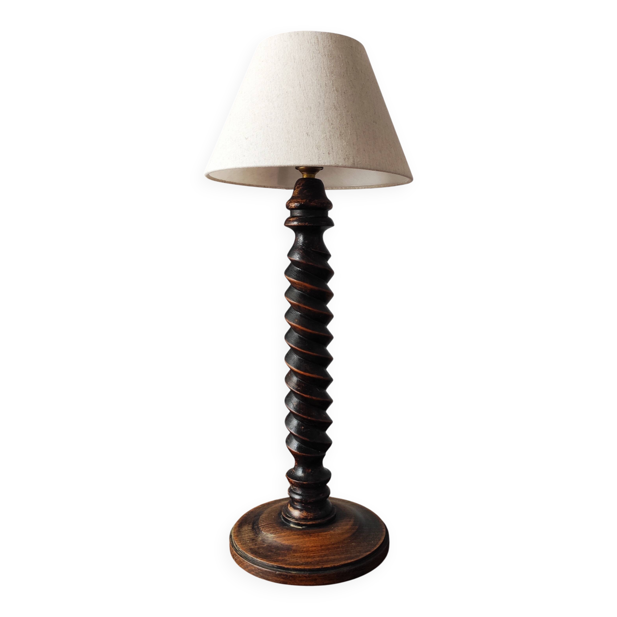 Vintage French lamp 1950/60 in turned wood