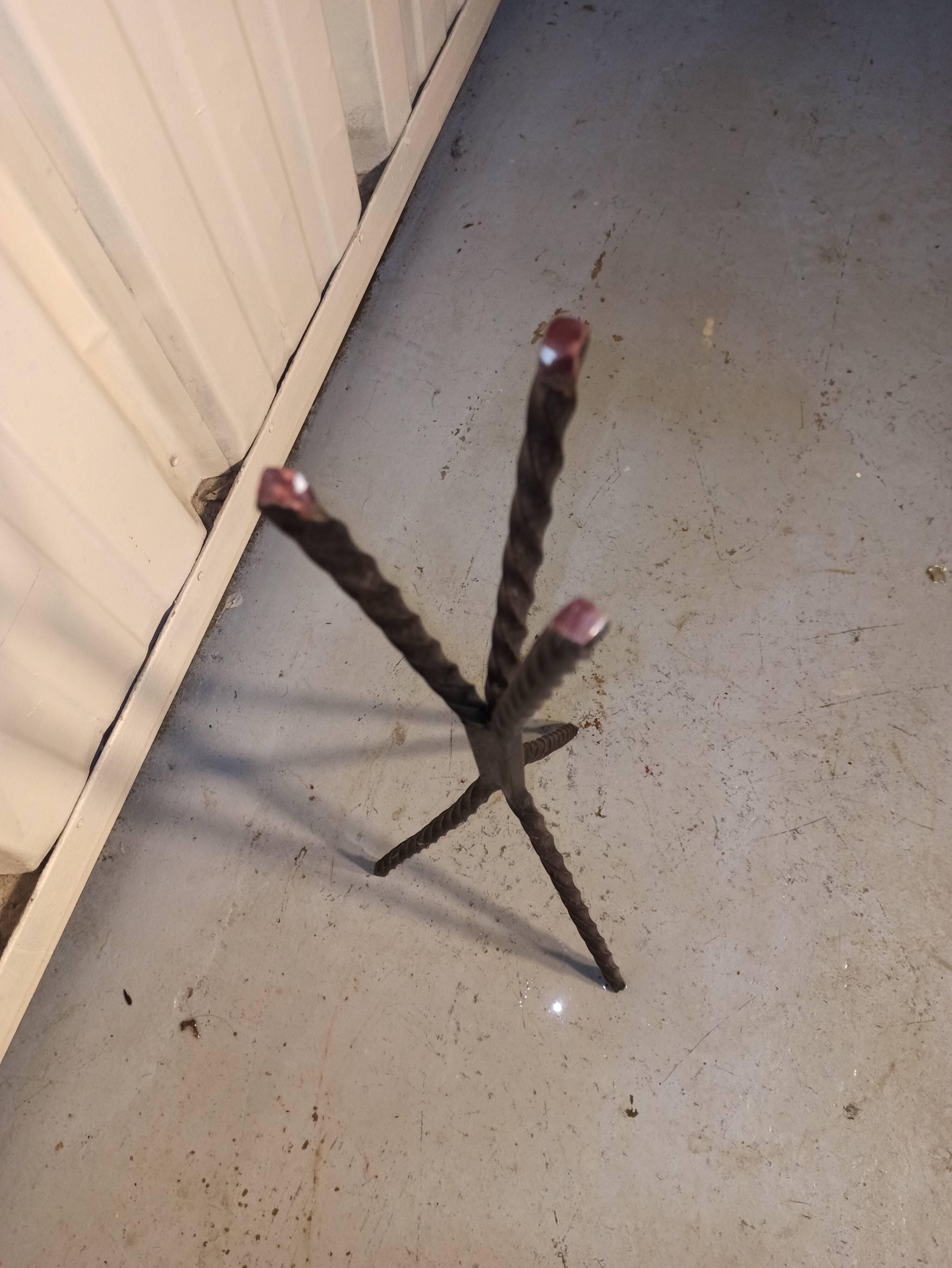 Standing ashtray wrought iron base cast aluminum ashtray