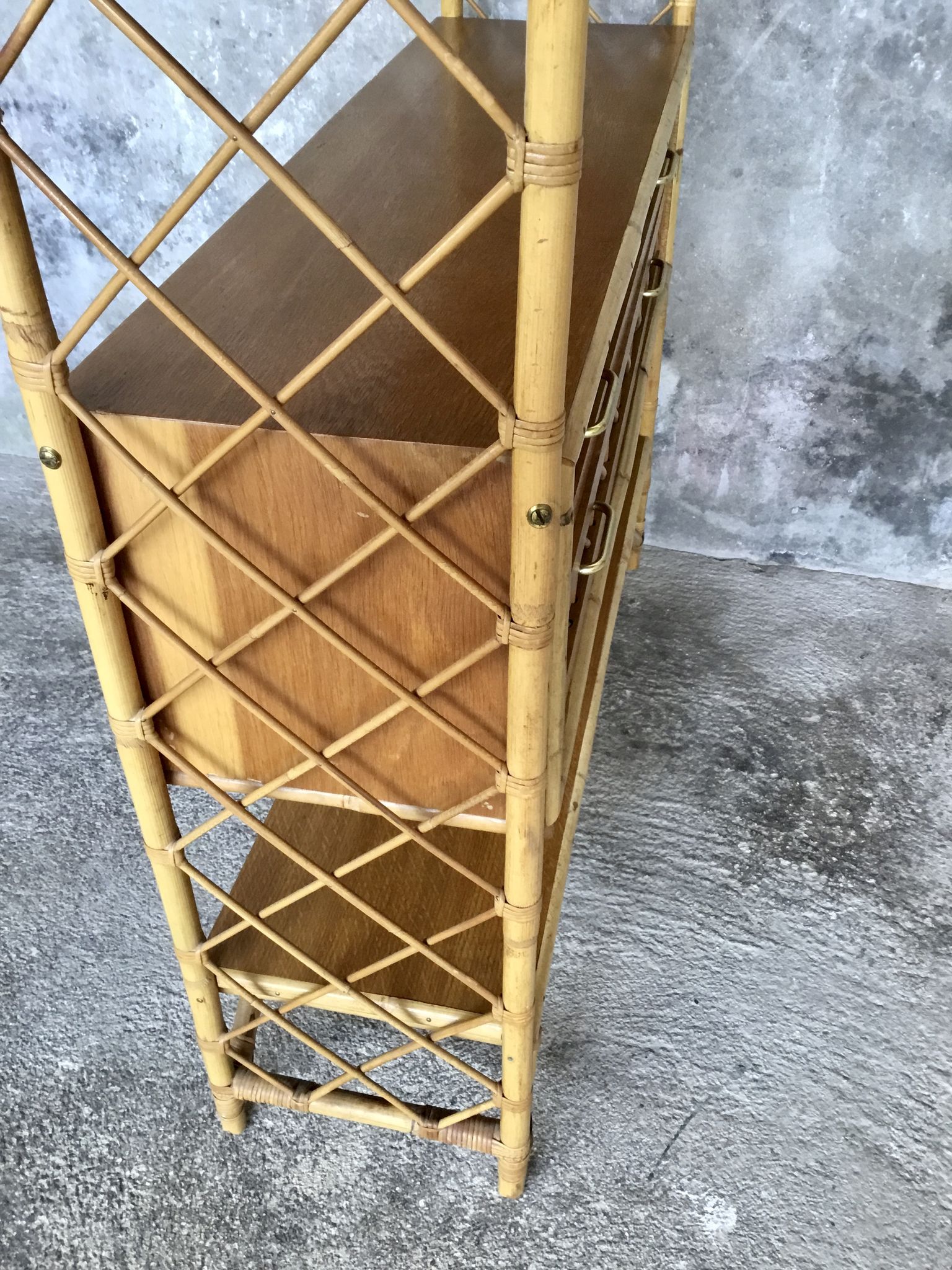 Rattan bookcase, vintage 1960