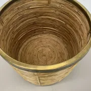 xl 31 cm, rare rattan and brass waste basket in the Crespi-Albini style, Italy 1970