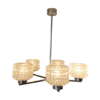 Vintage glass & metal pendant lamp