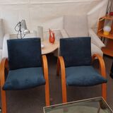 Paire de fauteuils Steiner Bow wood vintage 1950