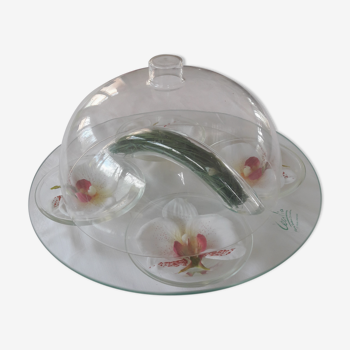 Cheese platter glass decoration orchids