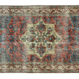 Anatolian handmade vintage rug 222 cm x 117 cm