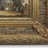 Realistic oil painting with baroque frame by Jan Berkhout (1937), The Netherlands