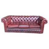 Burgundy leather chesterfield sofa