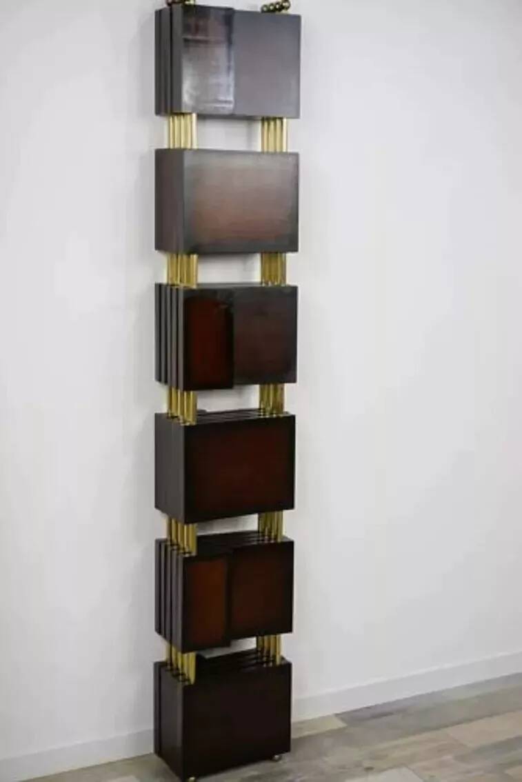 Vintage screen in wood and brass