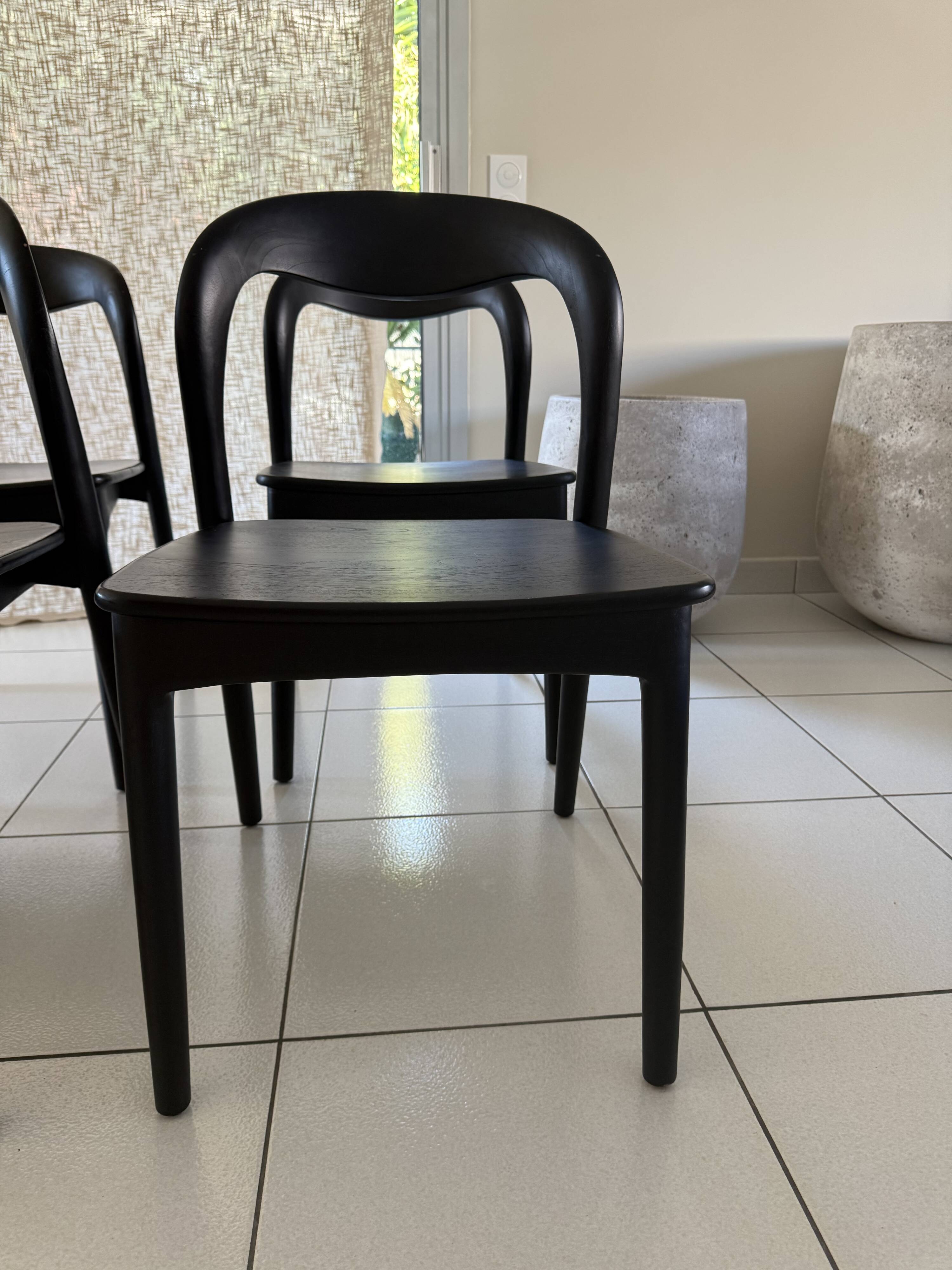 Lot de 6 chaises design bois noir — style premium
