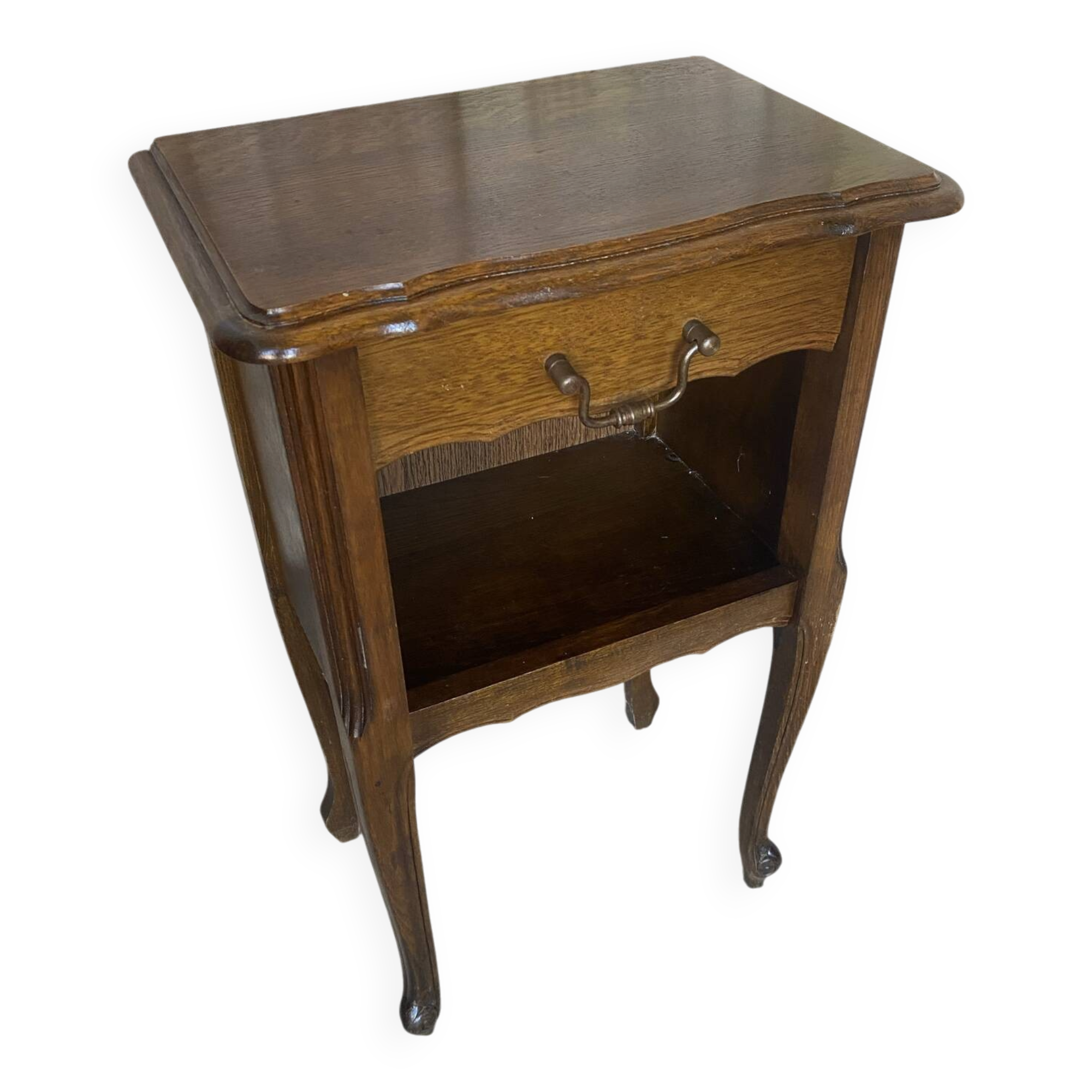 Antique nightstand louis xv style wood drawer + vintage case