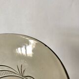 engraved smoked glass vase from the 60s