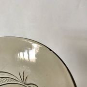 engraved smoked glass vase from the 60s