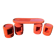 Vintage coral fabric dressing table set, 6 pieces (table, mirror, ottoman, bedside table)