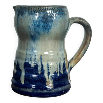 Blue flamed stoneware jug