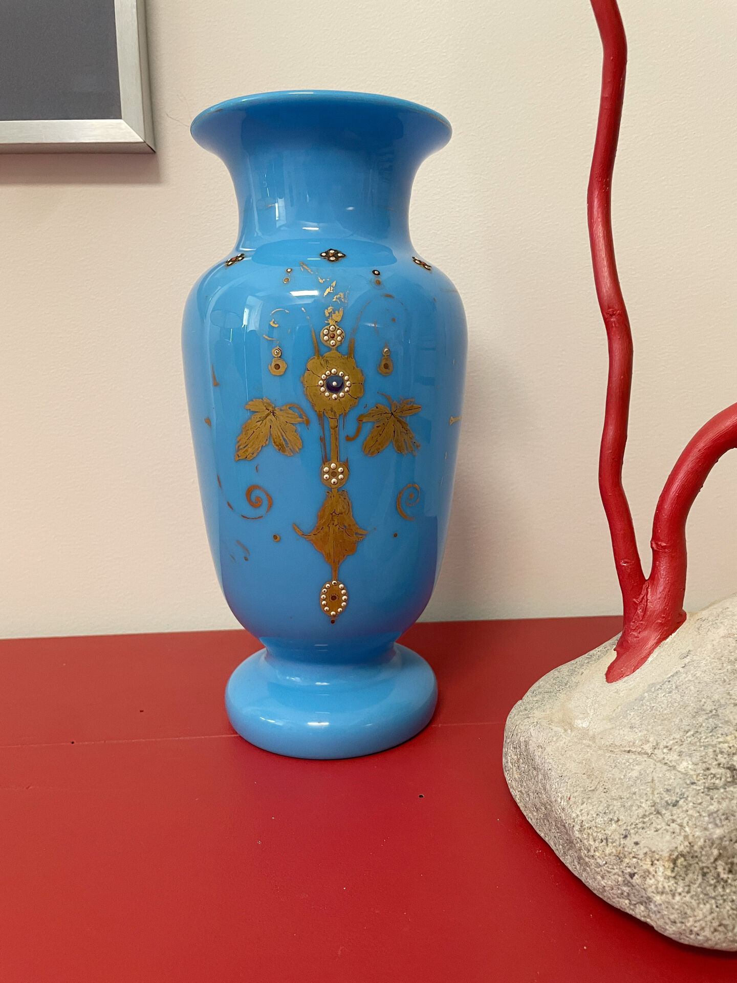 Pair of blue opaline vases