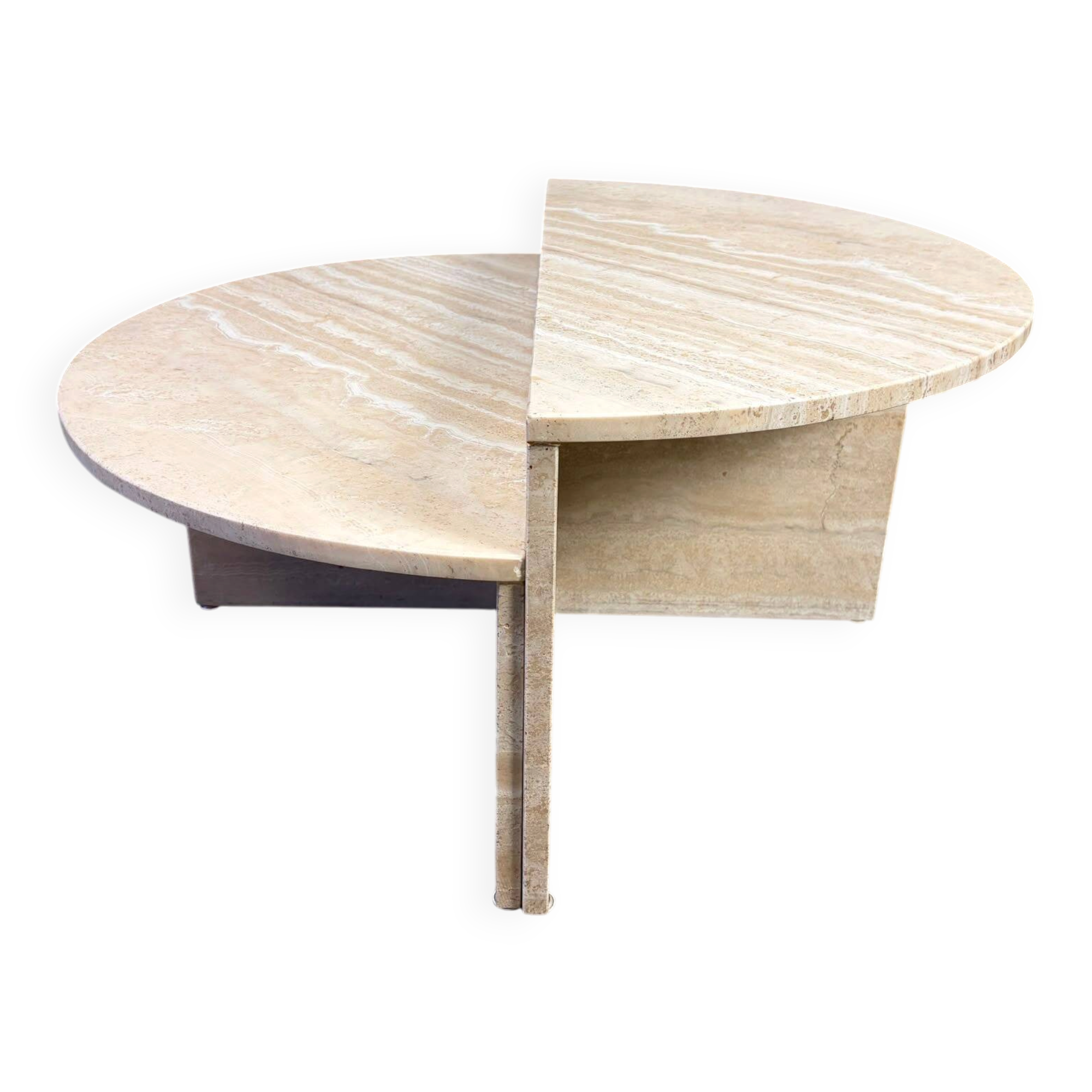 Pair of travertine coffee tables, 1970s