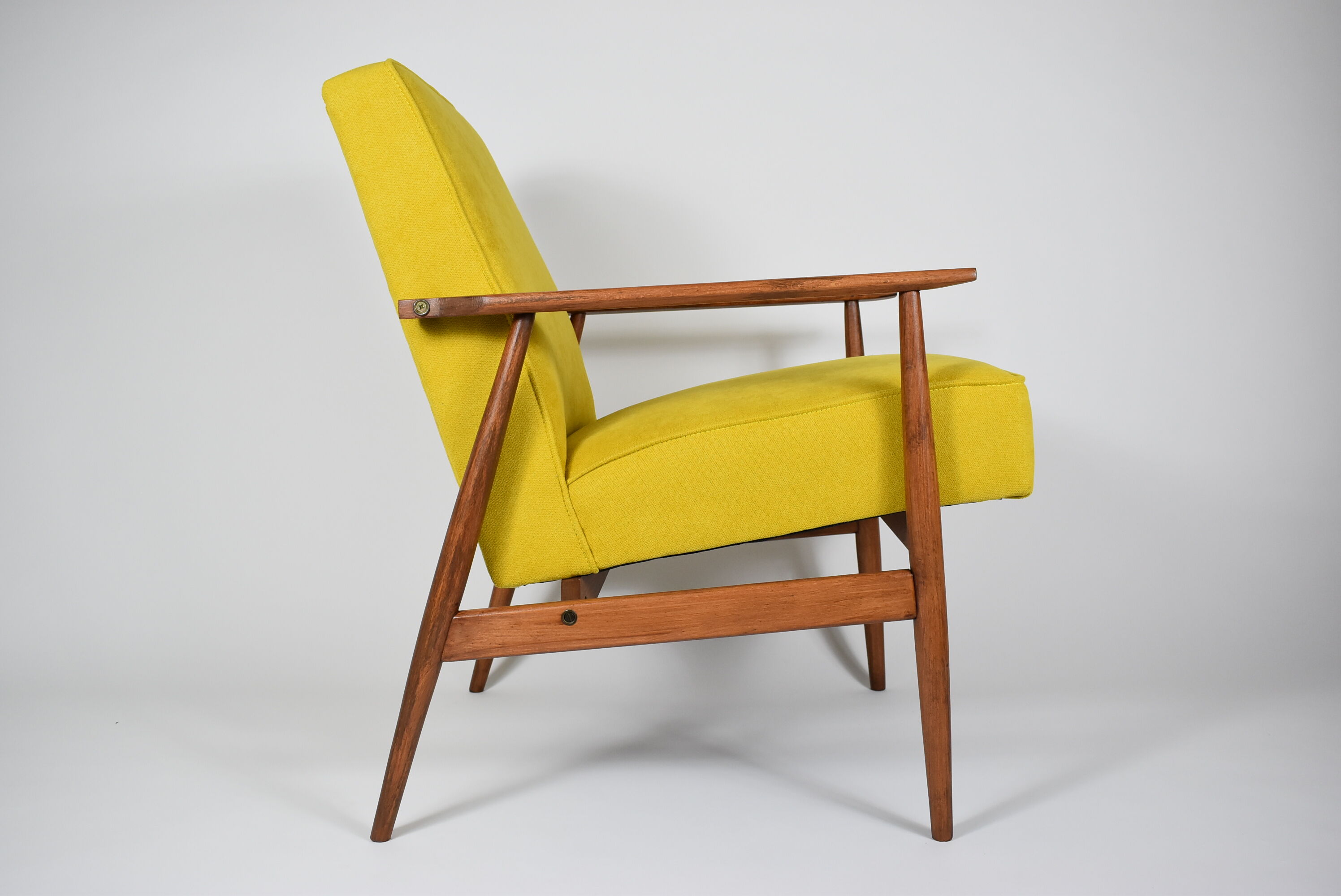 Original armchair "FOX", designer Henry Lis, 1970s, fully restored, yellow
