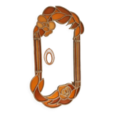 Art Deco style mirror in metal and orange resin, 1970s