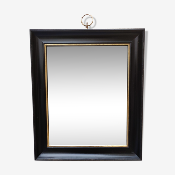 Miroir Napoléon III en bois noirci 53 x 63 cm