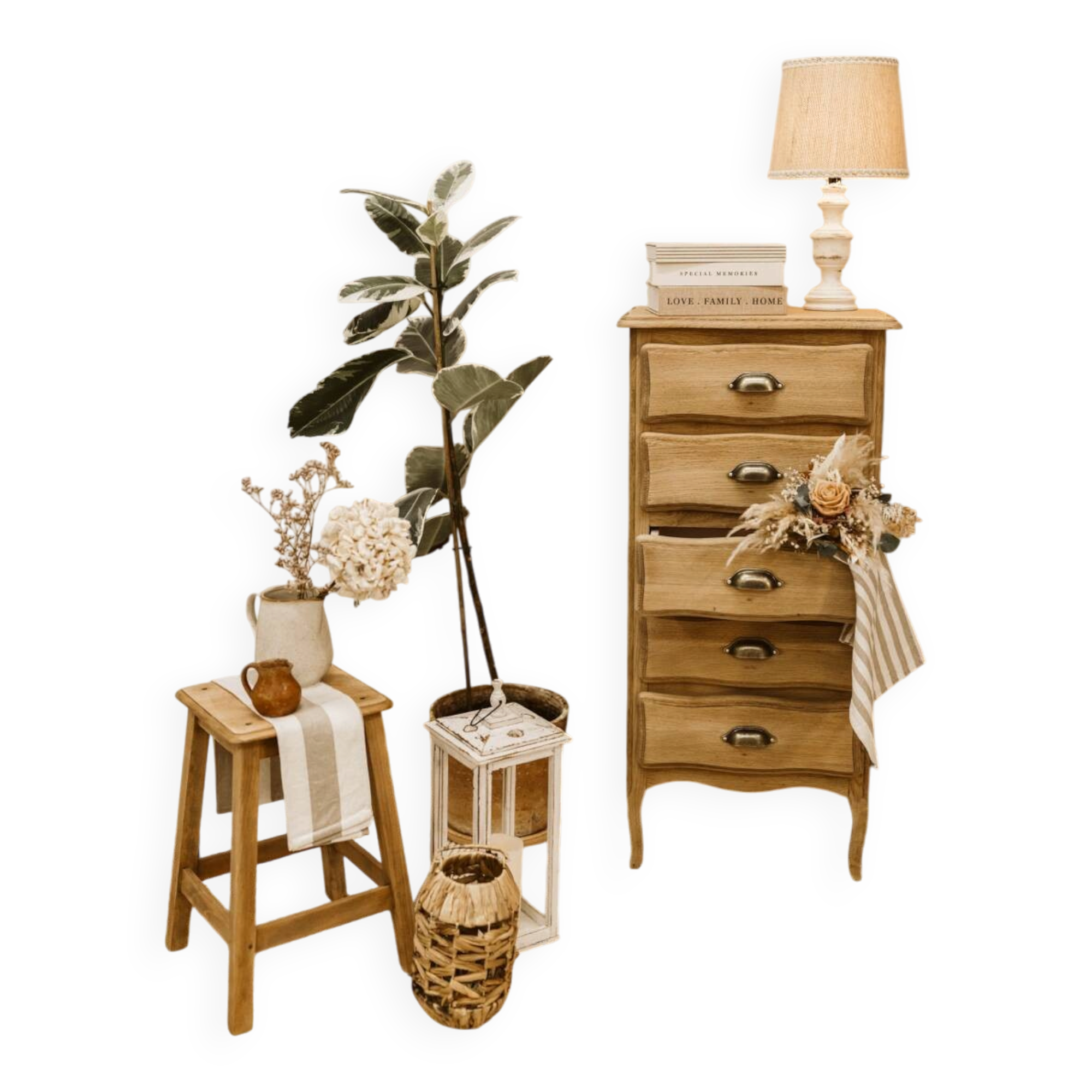 Oak chest of drawers with 5 drawers – restored