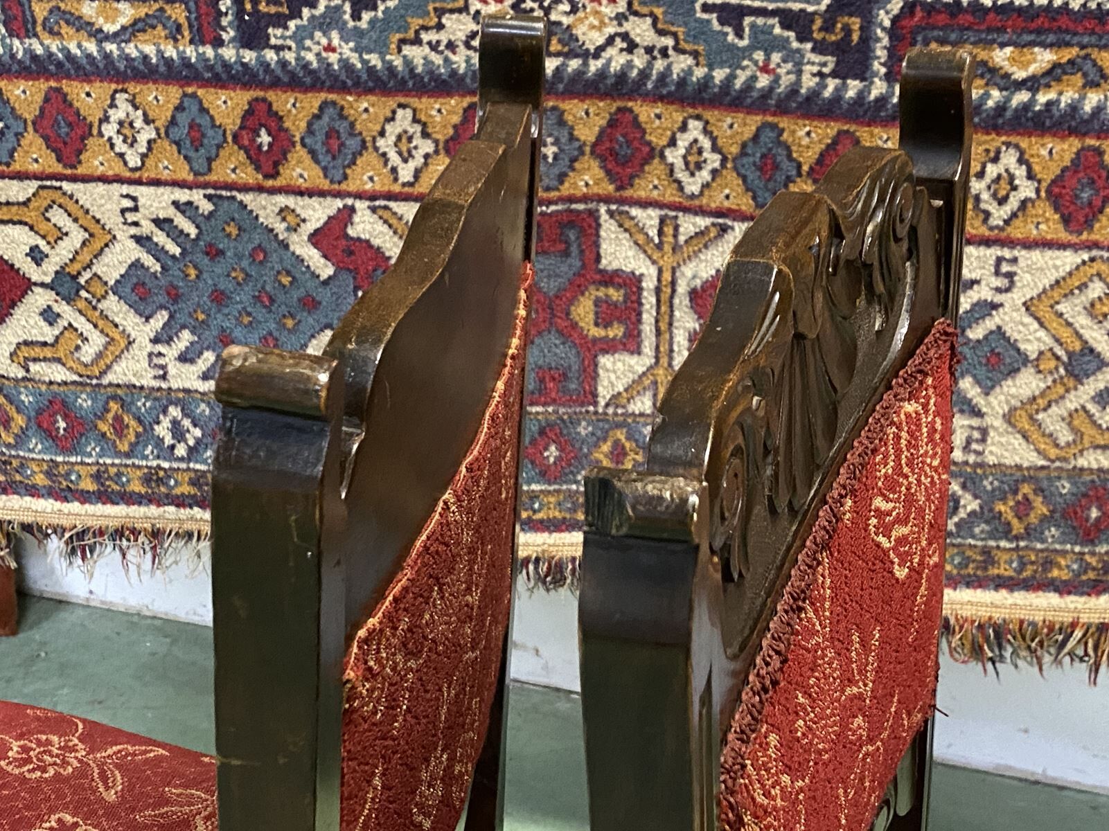 Pair of English Art Nouveau chairs in oak