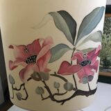 Vintage 70s-80s Lamp - Sculpted Stone Base & Painted Silk Shade