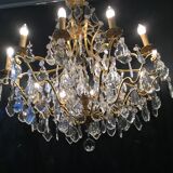 12-light bronze and crystal chandelier