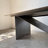 Handcrafted metal coffee table from the 1970s