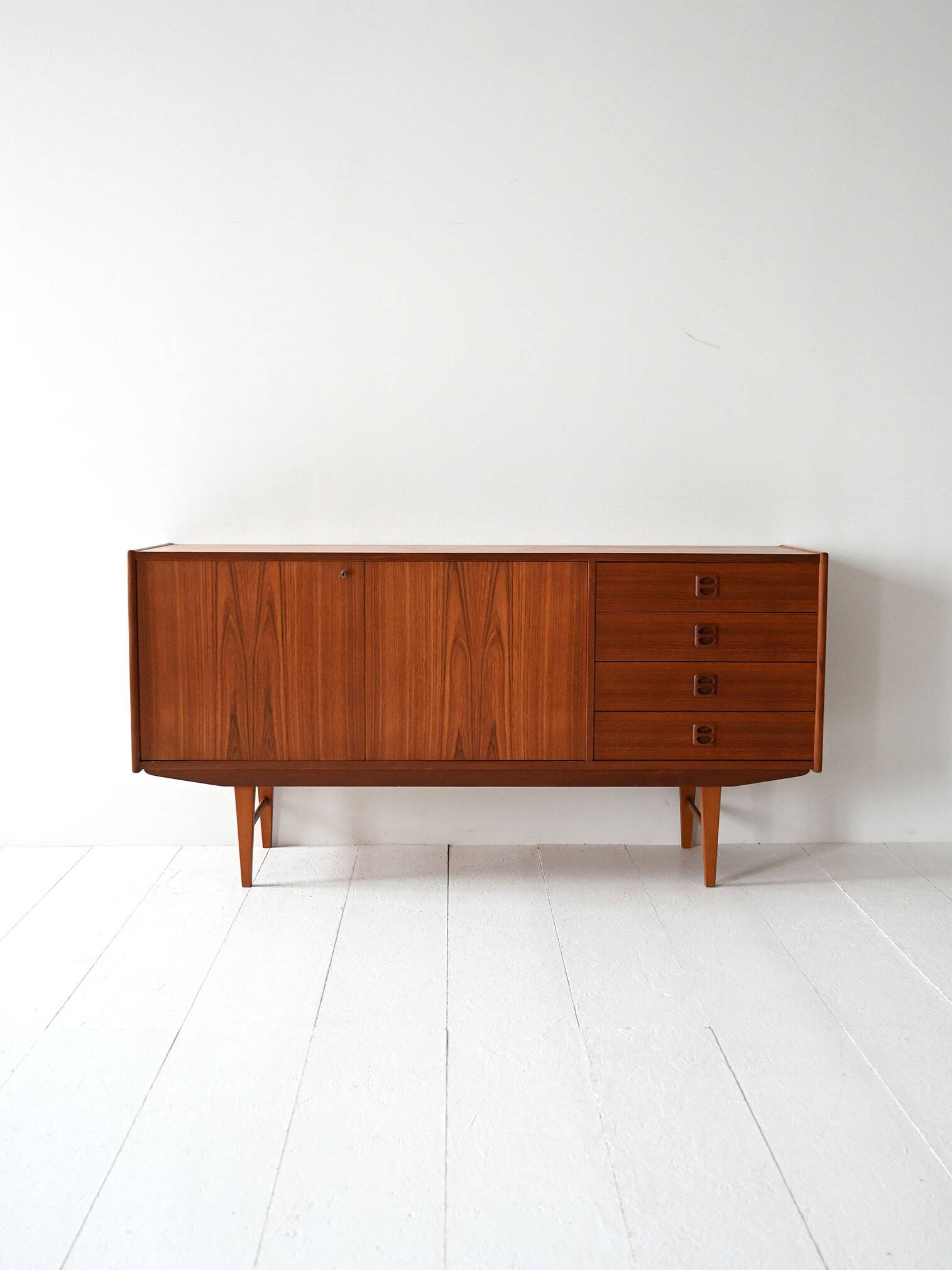 Vintage Scandinavian Teak Sideboard with Striking Grain