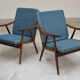 Pair of blue boomerang armchairs by Antonin Suman for Ton (Thonet) 1960