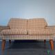 2-seater sofa in teck and beige wool, vintage scandinavian 1960s