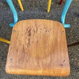 Set of 6 mismatched school chairs multicolor industrial vintage school community mullca dela