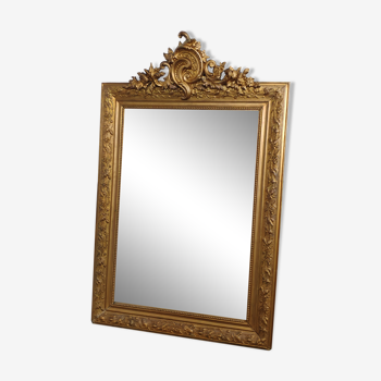 Rectangular golden rockery mirror