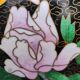 Asian handcrafted decorative vase in cloisonné enamels, neck outline & brass base
