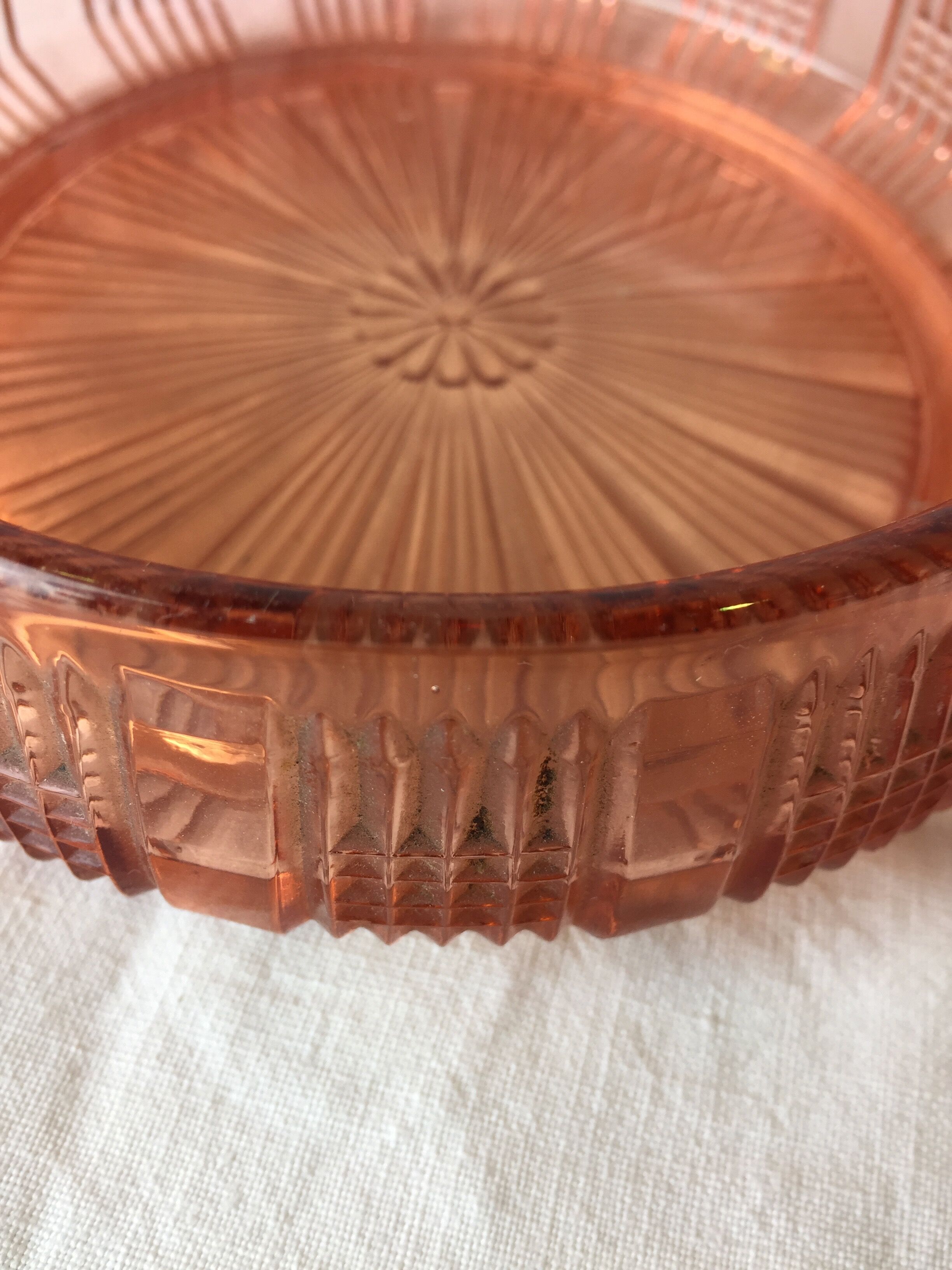 Pink glass trinket bowl