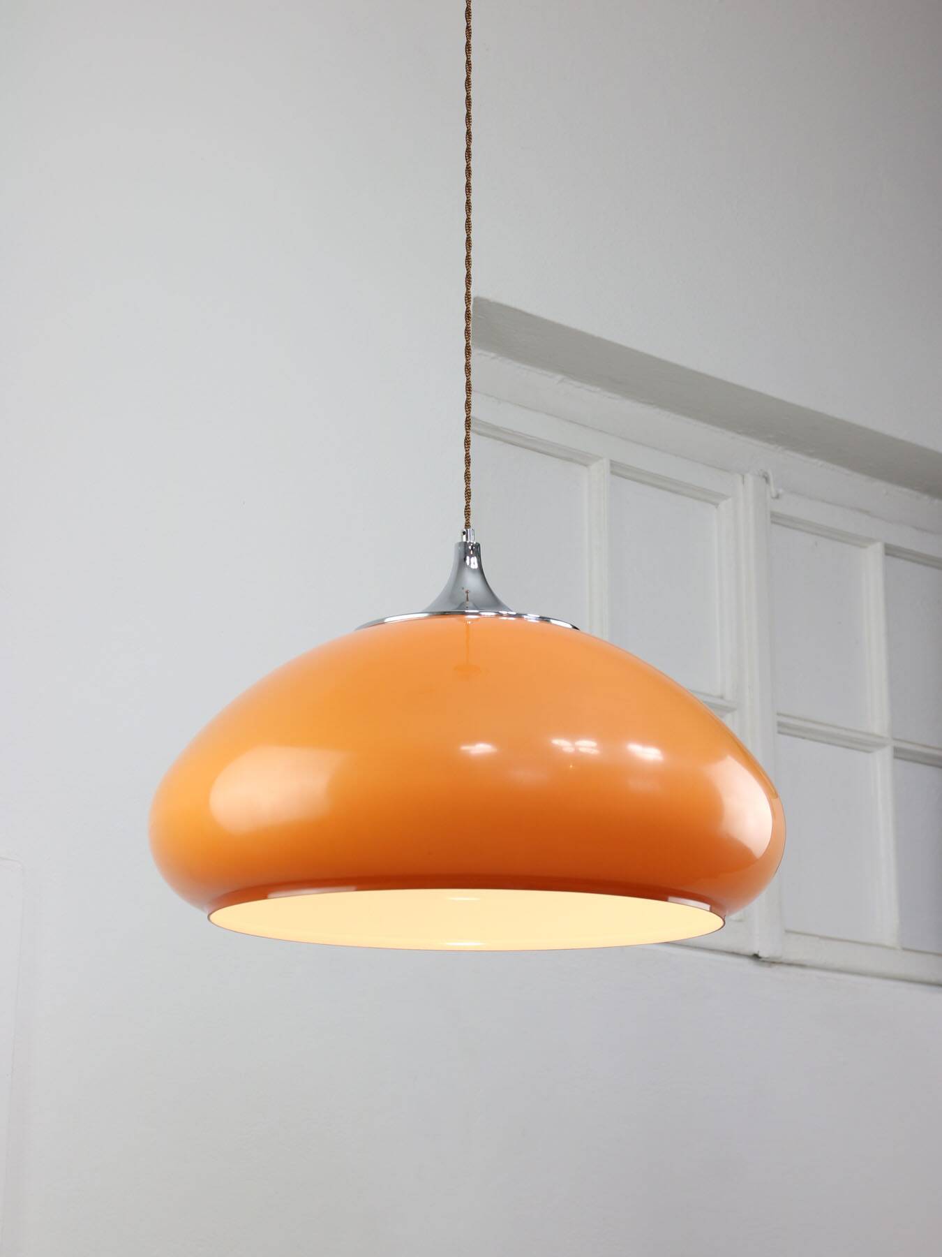 Large Space Age Brown Pendant Lamp from Guzzini, 1960s