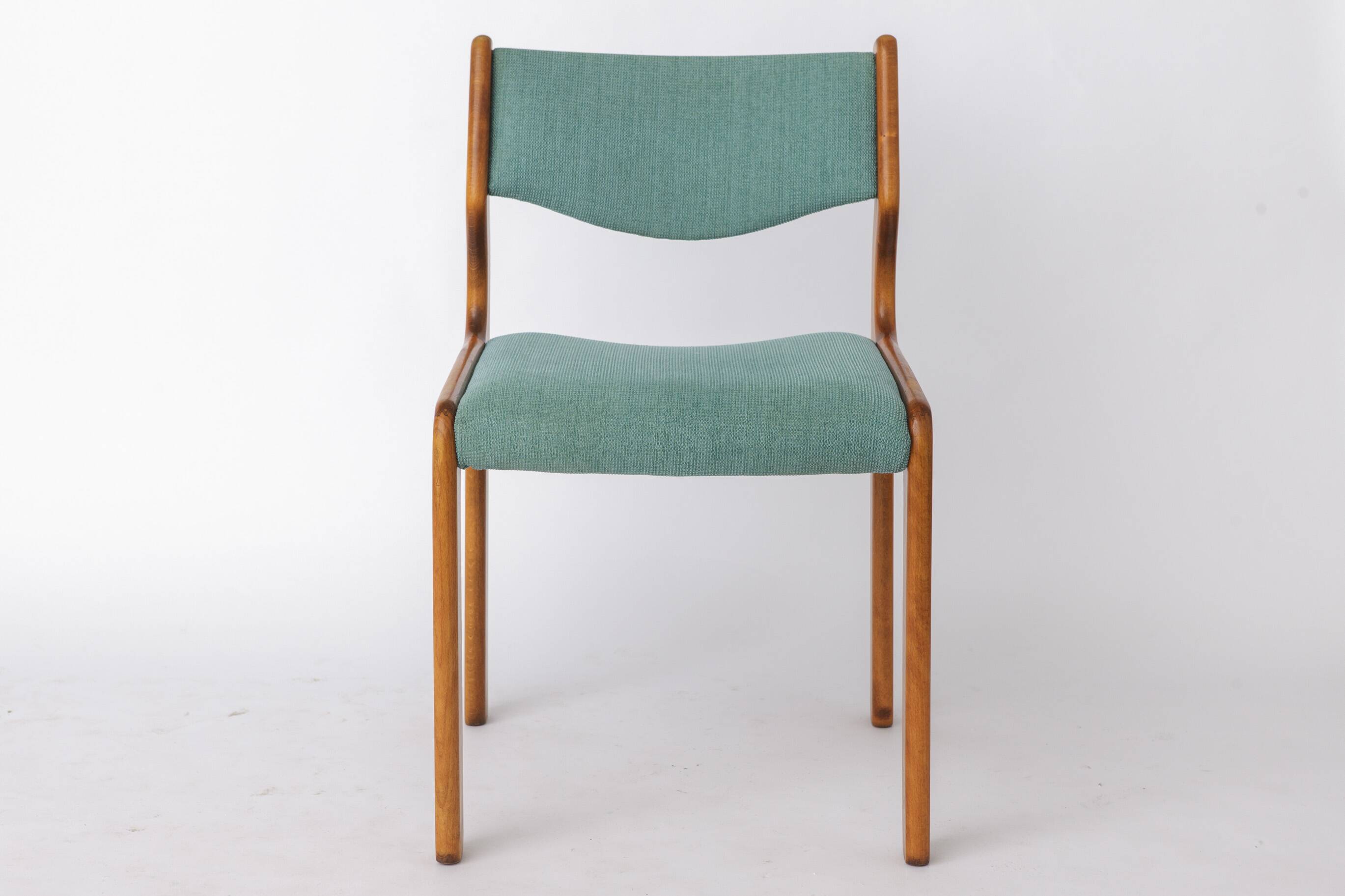 Set of 6 Vintage Beech Dining Chairs Germany 1970s Mid Century Modern