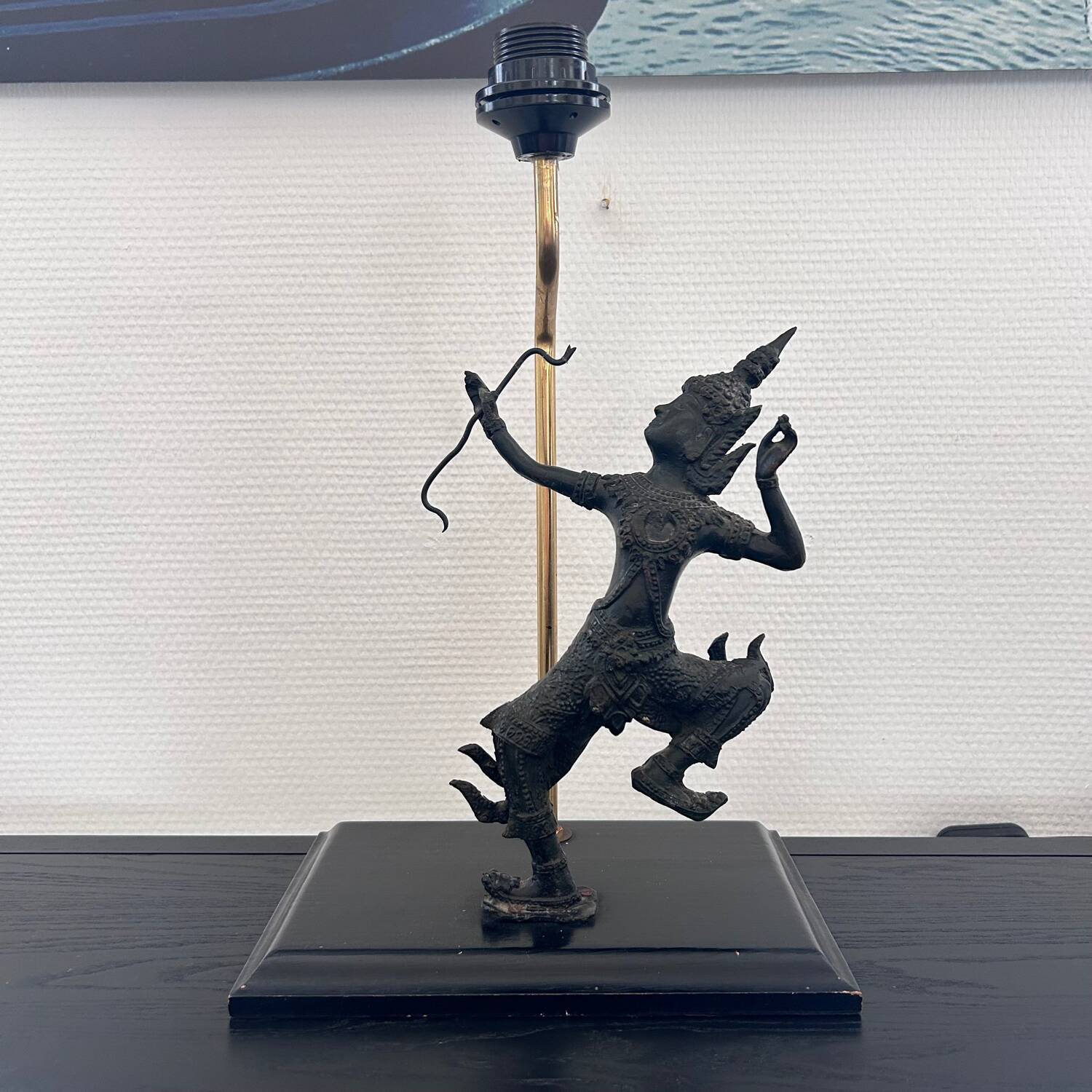 Thai warrior lamp base in bronze