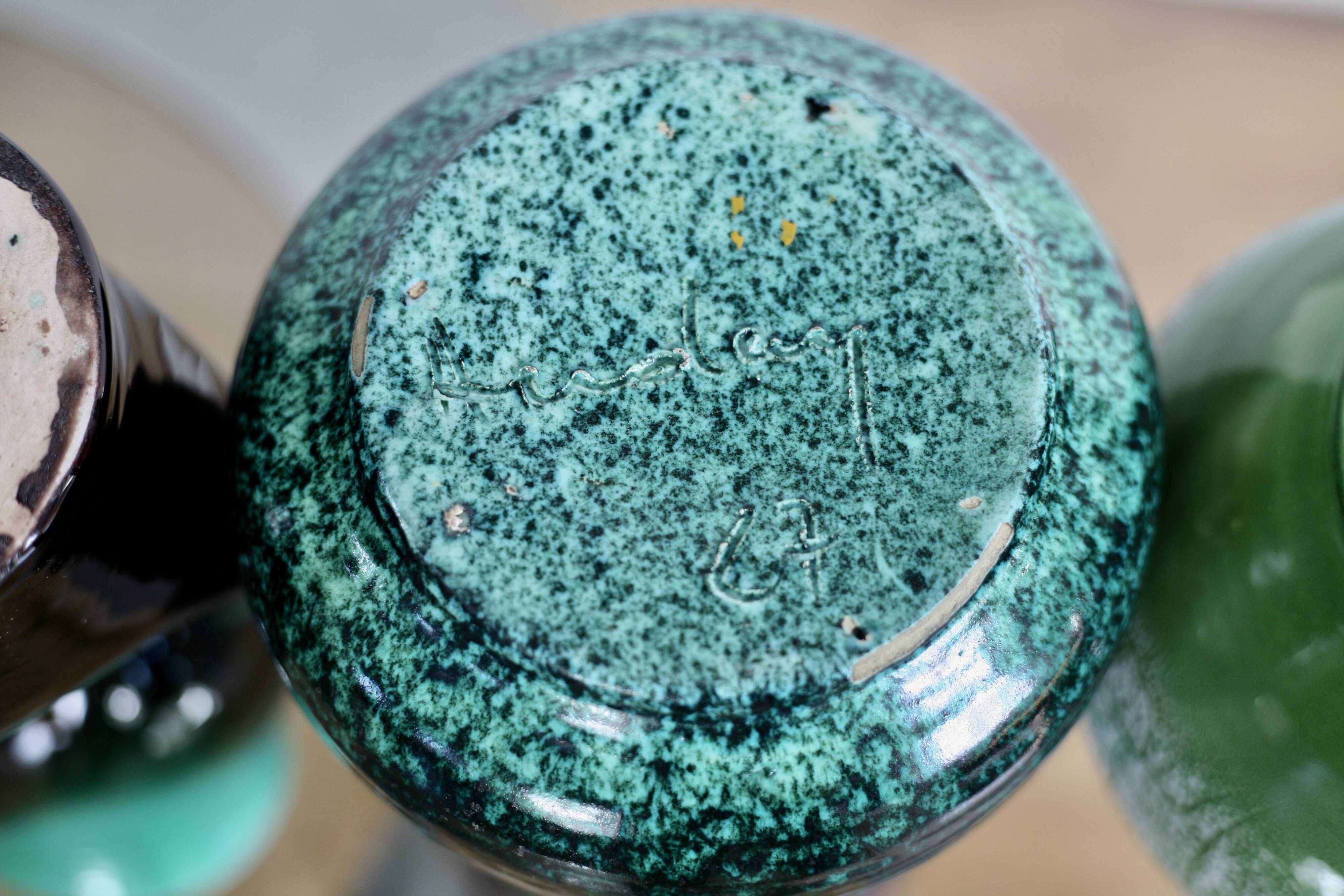 Set of 4 Accolay vases, signed ceramics, France, 1960s