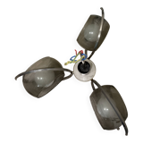 Vintage suspension with 3 smoked glass globes and chrome metal from the 1970s.